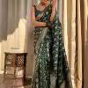 Beautiful Green Color Soft Lichi Silk Jacquard All Over Work Saree