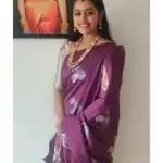 Elegant Purple Color Soft Lichi Silk Jacquard All Over Saree