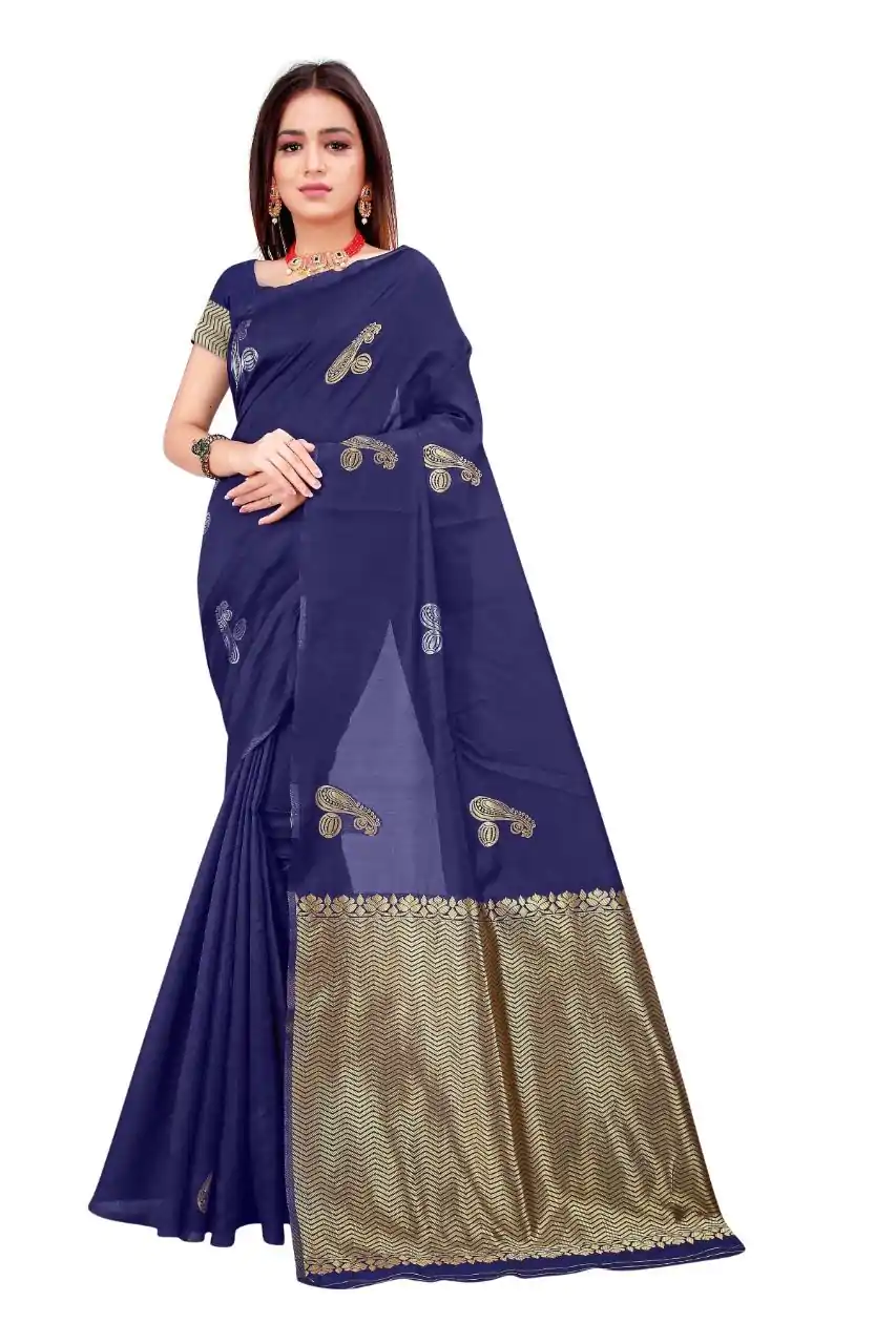Elegant Royal Blue Color Soft Lichi Silk Jacquard All Over Saree