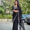 Glamorous Black Color Georgette Embroidery Sequence Saree