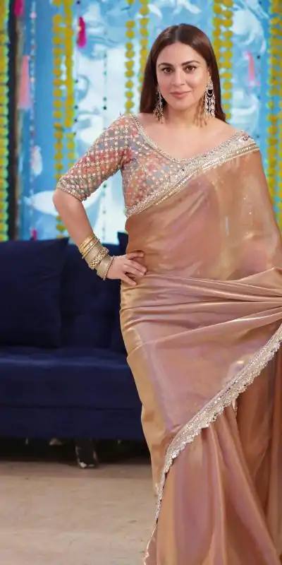 Grand Dusty Color Jimmy Choo Embroidery Sequins Saree