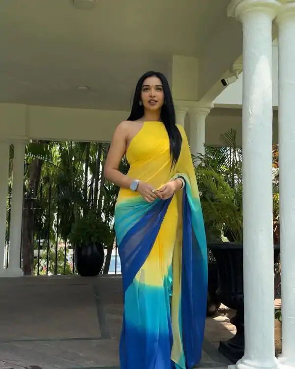 Grand Yellow Color Pure Soft Georgette Silk Design All Over Saree