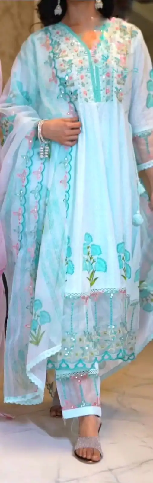 Majestic Blue Color Georgette Embroidery Sequence Work Gown