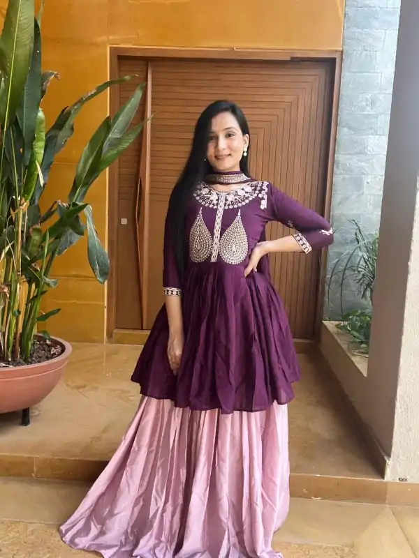 Majestic Purple Color Chinon Heavy Embroidery Lehenga Choli