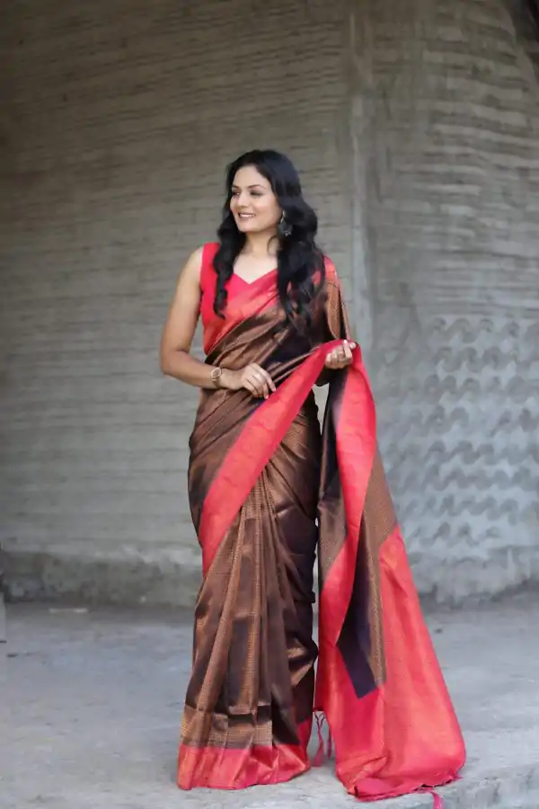 Peaceful Coffee Color Soft Silk Beautiful Rich Pallu All Over Saree