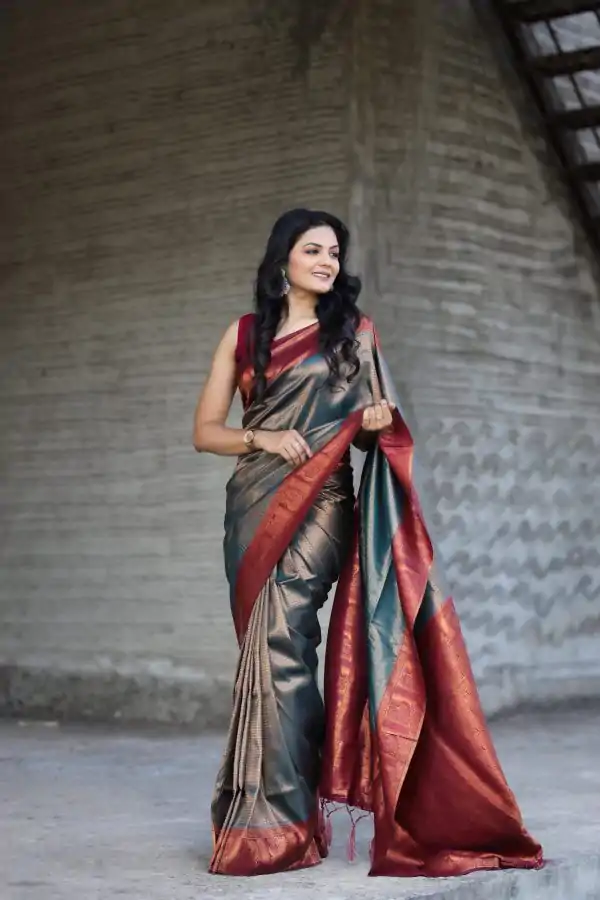 Peaceful Grey Color Soft Silk Beautiful Rich Pallu All Over Saree