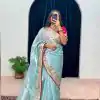 Pretty Blue Color Jimmy Choo Embroidery Sequins Saree
