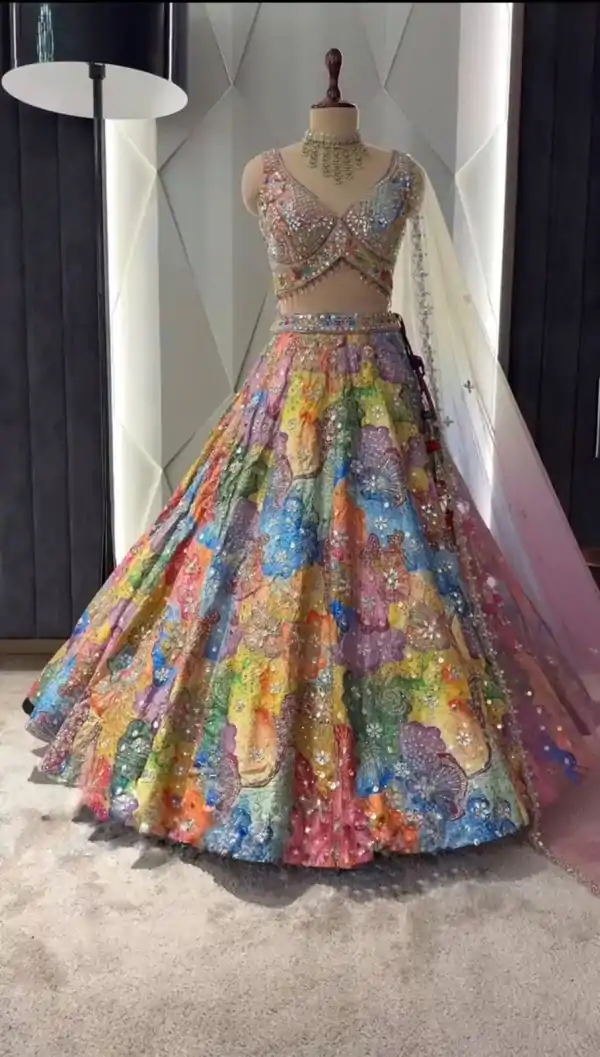 Resplendent Malty Color Satin Silk Embroidered Lehenga Choli