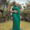 Stylish Green Color Georgette Fancy Sequence Work Saree