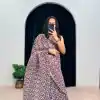 Stylish Peach Color Georgette Digital Printed Ruffle Gown Saree