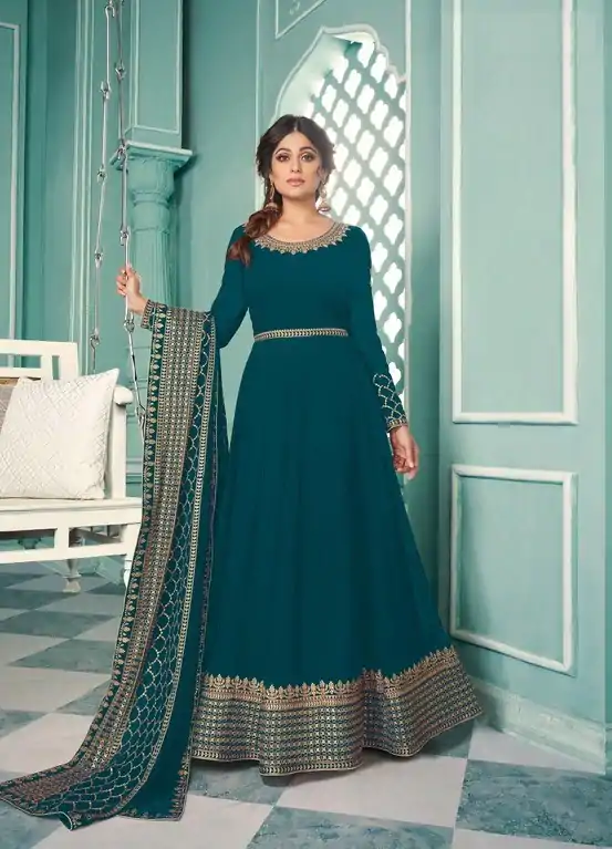 Aglow Blue Color Georgette Embroidery Sequence Sharara Suit