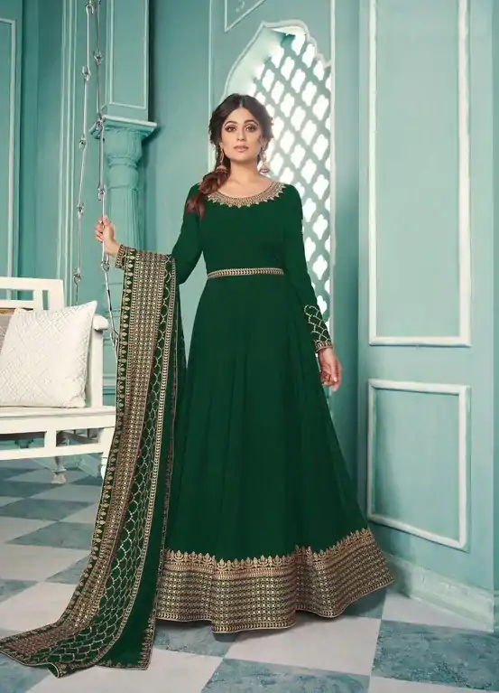 Aglow Green Color Georgette Embroidery Sequence Sharara Suit