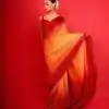 Alia Bhatt Maroon & Yellow Color Heavy Sattin Crepe Silk Saree