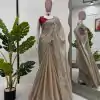 Alluring Golden Color Jimmy choo Thread Sequence Work Saree