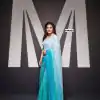 Artful Off Firozi Padding Georgette Double Run Sequins Saree