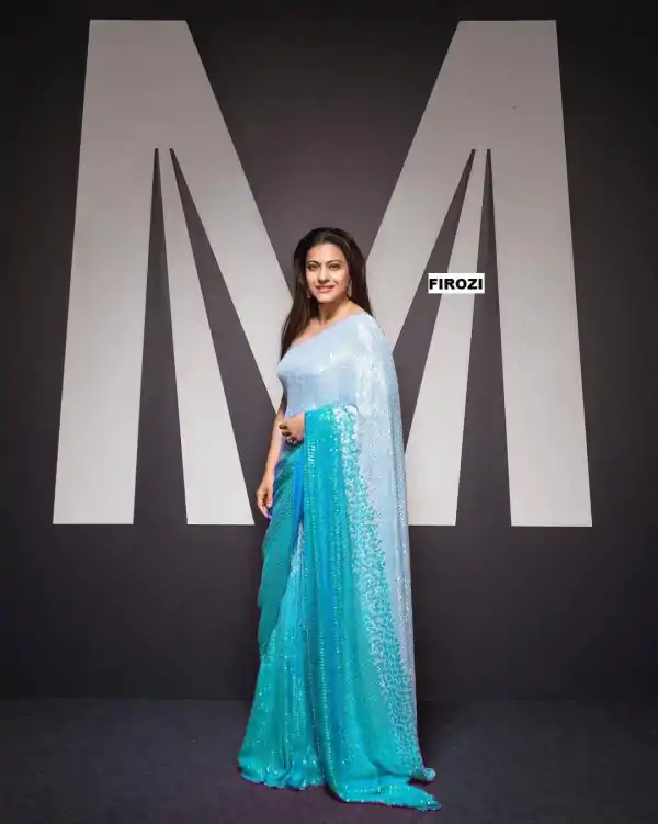 Artful Off Firozi Padding Georgette Double Run Sequins Saree