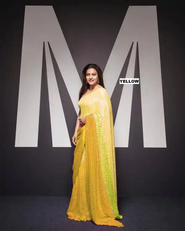 Artful Off Yellow Padding Georgette Double Run Sequins Saree