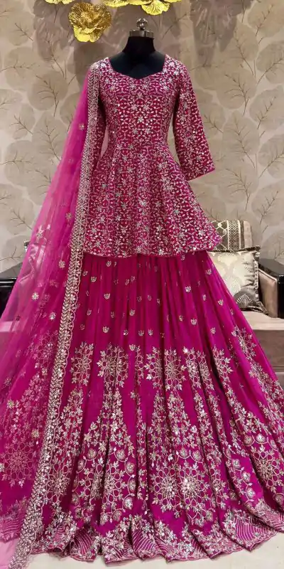 Artful Pink Color Georgette Embroidery Sequence Salwar Suit