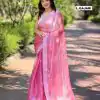 Fancy Gajari Color Burberry Silk Diamond Sequins Saree