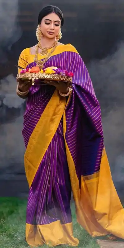 Fancy Rebecca Purple Soft Lichi Silk Ordinary Design Pallu Saree