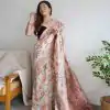 Fancy White Color Kashmiri Running Thread Zari Work Saree