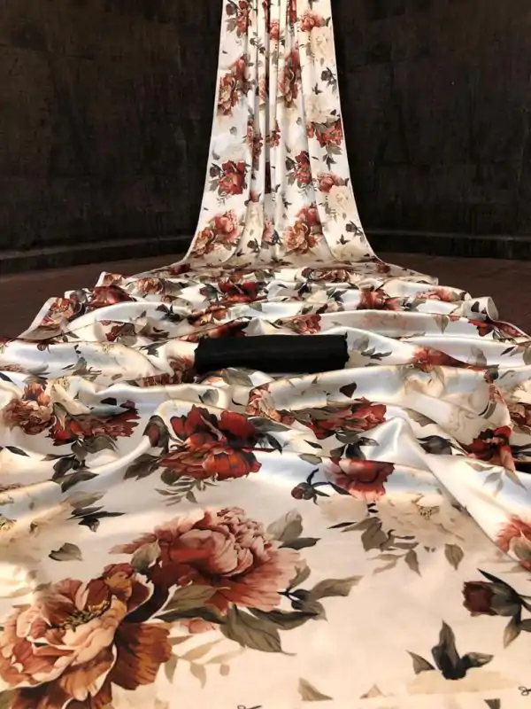 Graceful Cream Color Devsena Soft Silk Digital Printed Saree