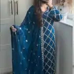 Grand Blue Color Georgette Embroidered Hand Work Salwar Suit