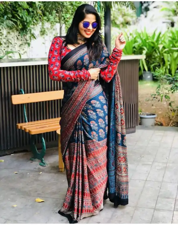 Grand Blue Color Modal Silk Digital Printed All Over Work Saree