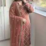 Grand Brown Color Georgette Embroidered Hand Work Salwar Suit