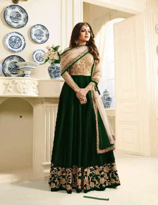 Grand Green Color Mono Net Heavy Phantom Sharara Suit