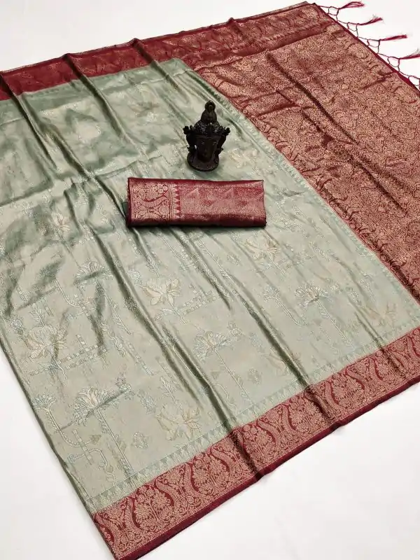 Grand Grey Color Soft Silk Beautiful Rich Pallu All Over Saree