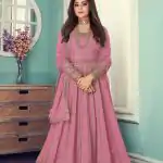 Grand Pink Color Georgette Codding Embroidery Anarkali Suit