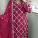 Grand Pink Color Georgette Embroidered Hand Work Salwar Suit