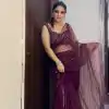 Grand Purple Color Georgette Thread Butterfly Soft Net Saree