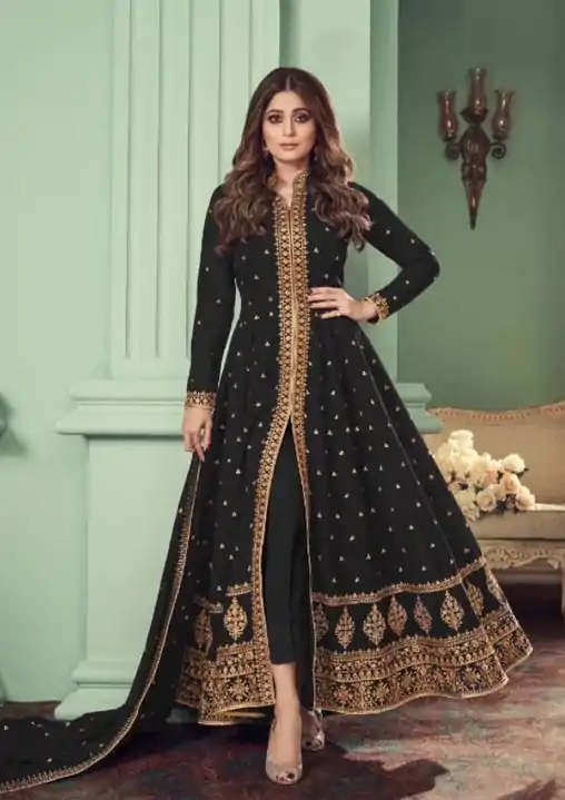 Marvel Black Color Heavy Georgette Embroidery Sharara Suit