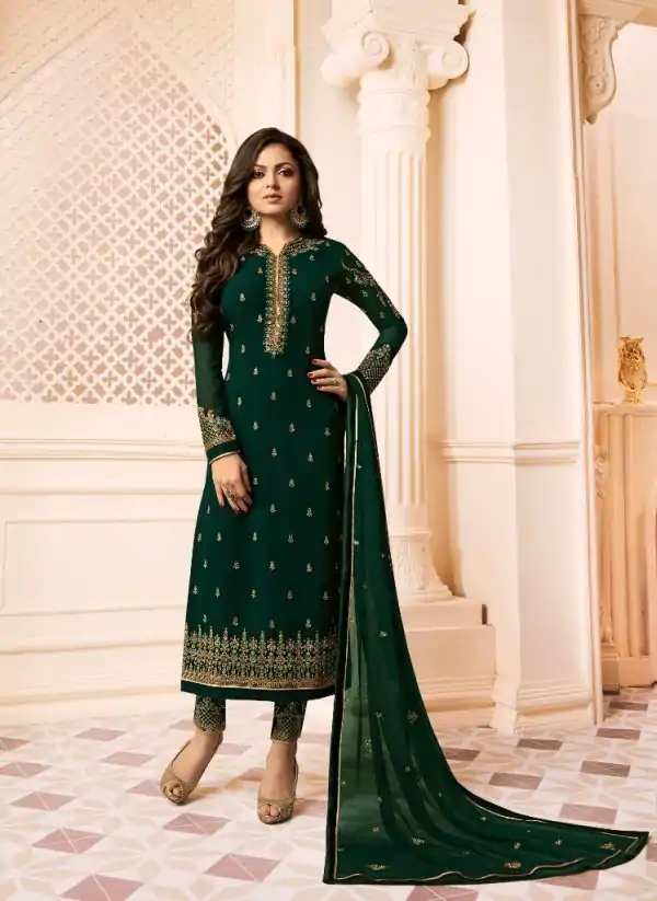 Perfect Green Color Heavy Georgette Embroidery Salwar Suit