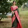 Perfect Green Color Soft Lichi Silk Ordinary Design Pallu Saree
