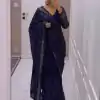 Stylish Navy Blue Color Georgette Embroidery Sequence Saree