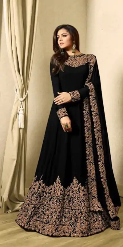 Superb Black Color Georgette Cording Sharara Suit