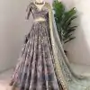 Superb Blue Color Chinon Silk Digital Printed Lehenga Choli