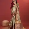 Superb Golden Color Rich Cotton Jacquard Silk Saree