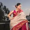 Superb Golden Color Soft Lichi Silk Ordinary Design Pallu Saree