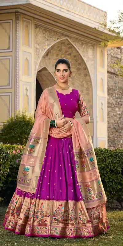 LNB 2021 Purple Jacquard Silk Weaving Zari Lehenga Choli Festive Party Wedding, Events etc. Delivery 4-6 Working Days @4099/- | Creative Lehenga, Designer Lehenga, Embroidered Lehenga, Lehenga, Party Wear Lehenga