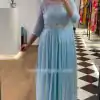 Grand Blue Color Fox Georgette Embroidery Sequence Work Gown