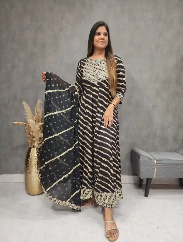 Mystical Black Color Georgette Sequence Embroidery Gown