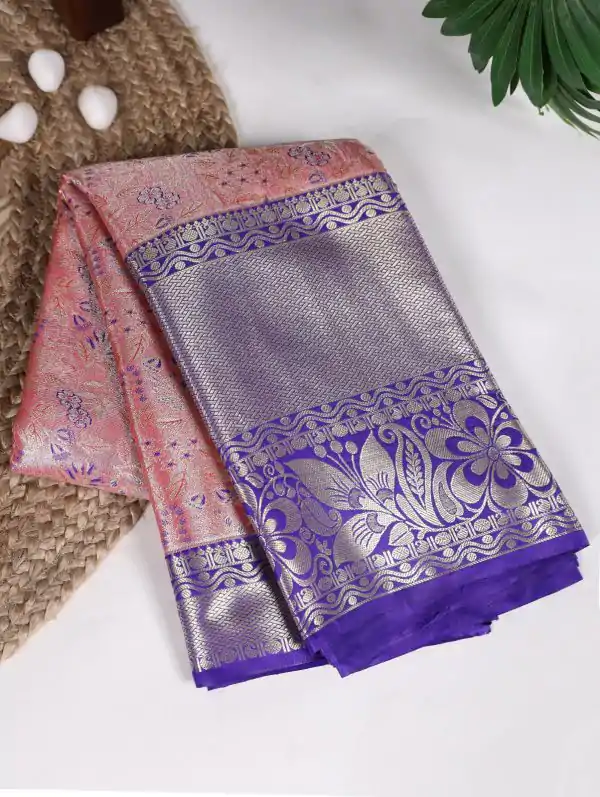 Nice Onion Color Jacquard Silk Zari Weaving Work Saree