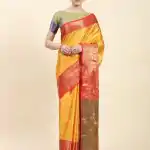 Pretty Mustard Color Soft Kanjivaram Pattu Self Jacquard Saree