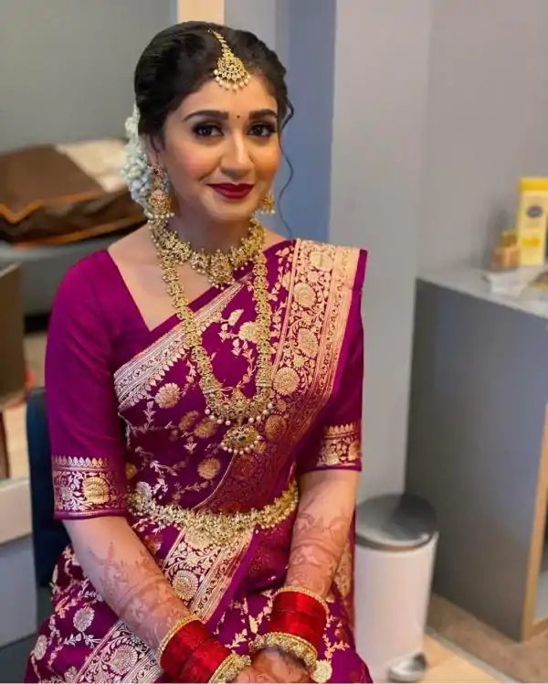 Pretty Purple Color Soft Lichi Silk Jacquard All Over Saree
