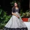 Splendorous White Color Choline Embroidery Sequence Gown
