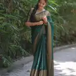 Stylish Dark Green Color Soft Lichi Silk Jacquard All Over Saree